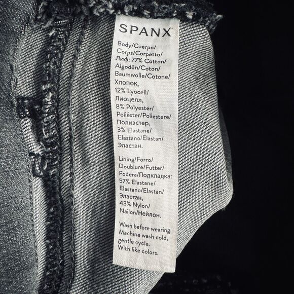 Spanx Pull On Ankle Jeans XL (33x26) Gray Tie Dye Cloud Distress Stretch Womens - Picture 6 of 10